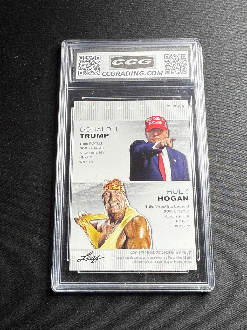 Donald Trump / Hulk Hogan 2024 Leaf Legends Dual CCG 10 USA