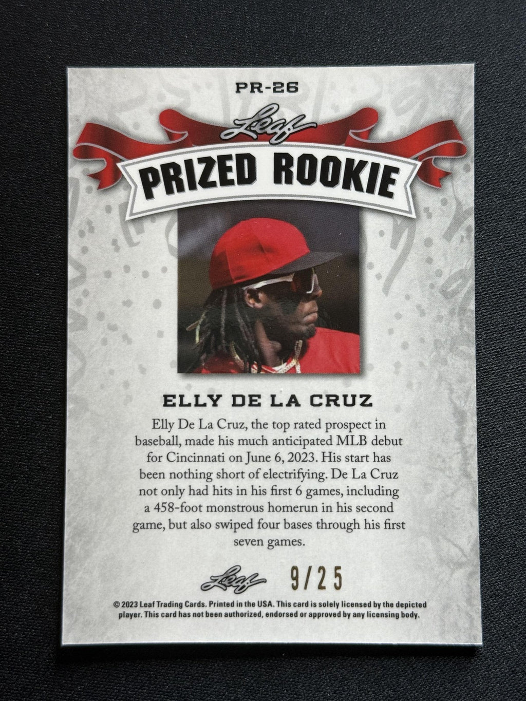 Elly De La Cruz 2023 Leaf Prized Rookie PR26 Kaleidoscope #/25