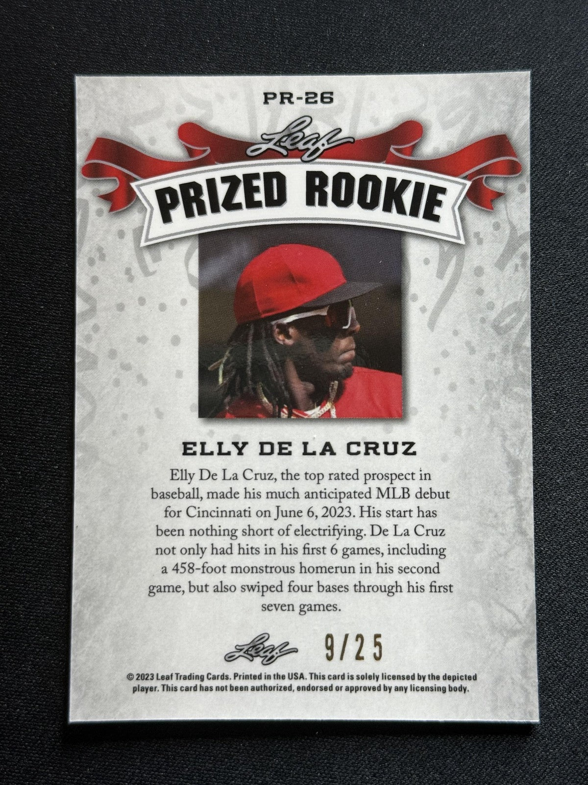 Elly De La Cruz 2023 Leaf Prized Rookie PR26 Kaleidoscope #/25