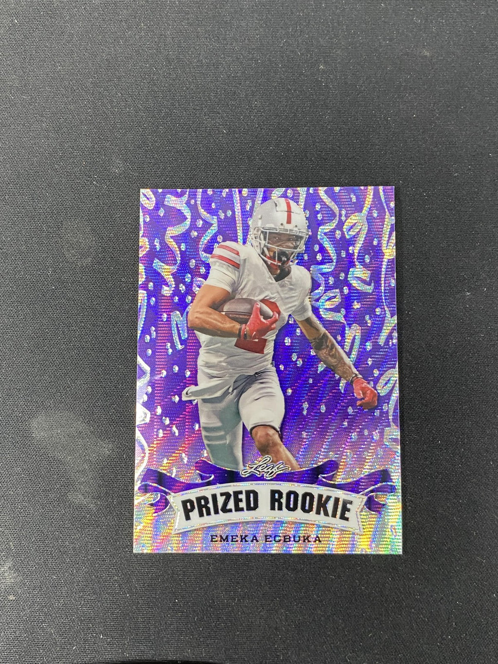 Emeka Egbuka 2023 Leaf Metal Prized Rookie Purple Wave /15 RC Buccaneers