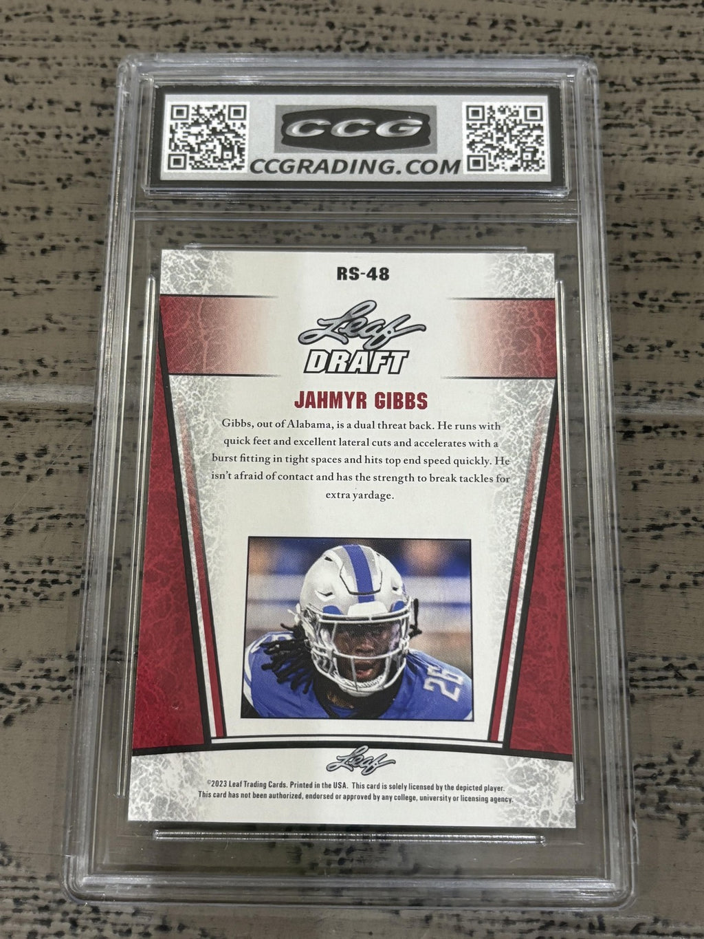 Jahmyr Gibbs 2023 Leaf Draft CCG 9 RC
