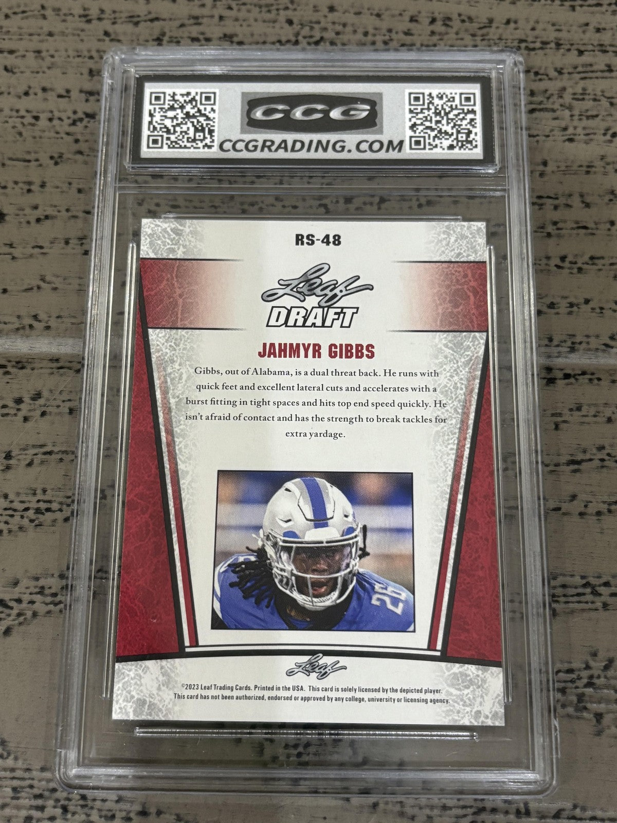 Jahmyr Gibbs 2023 Leaf Draft CCG 9 RC