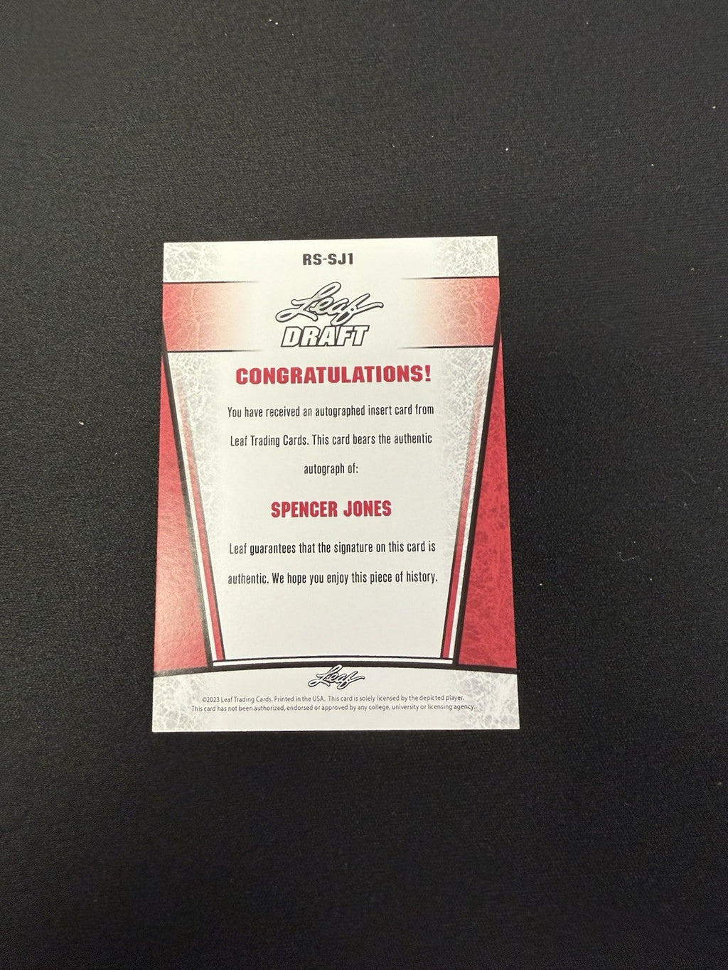2023 Leaf Draft Spencer Jones Auto New York Yankees