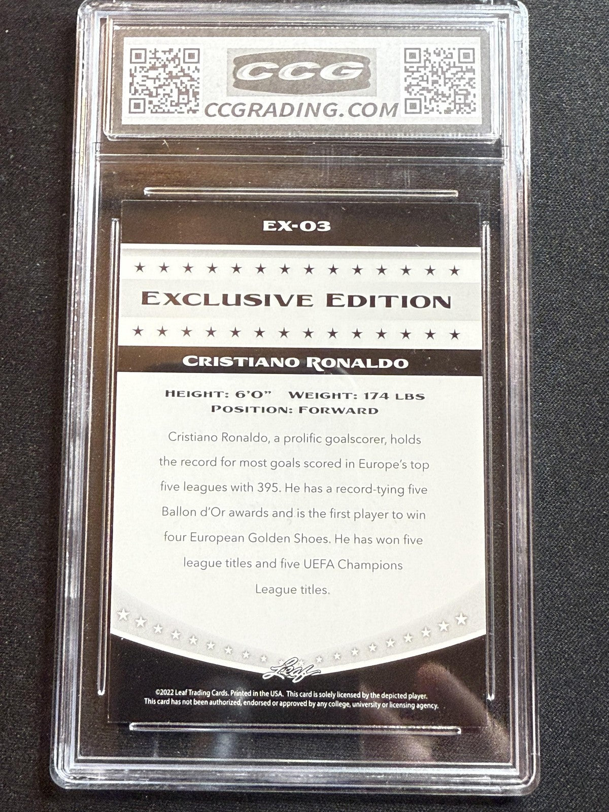 Christiano Ronaldo 2022 Leaf Exclusive Edition CCG 9.5 RC