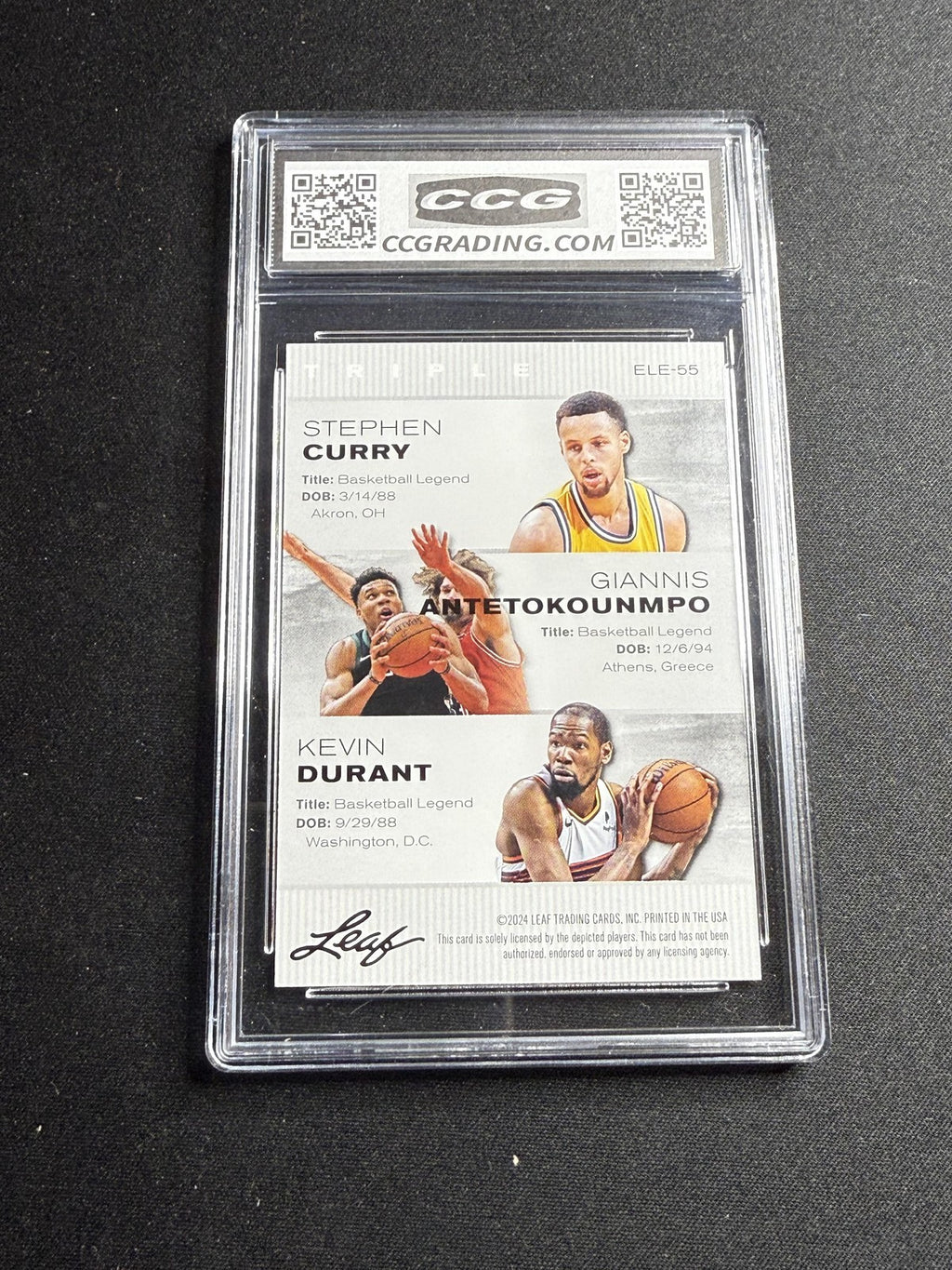 Curry / Giannis / Durant 2024 Leaf Legend Trio CCG 10