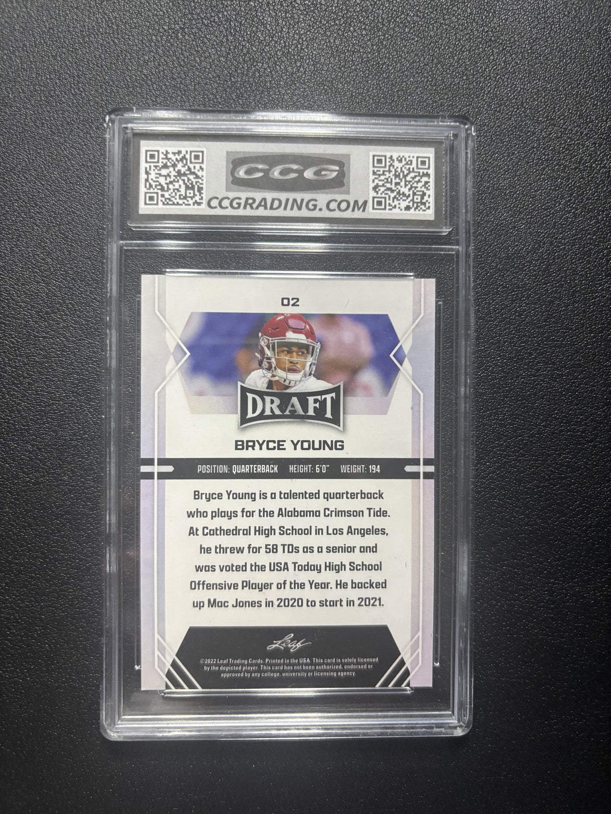 Bryce Young 2022 Leaf Draft CCG 10 RC