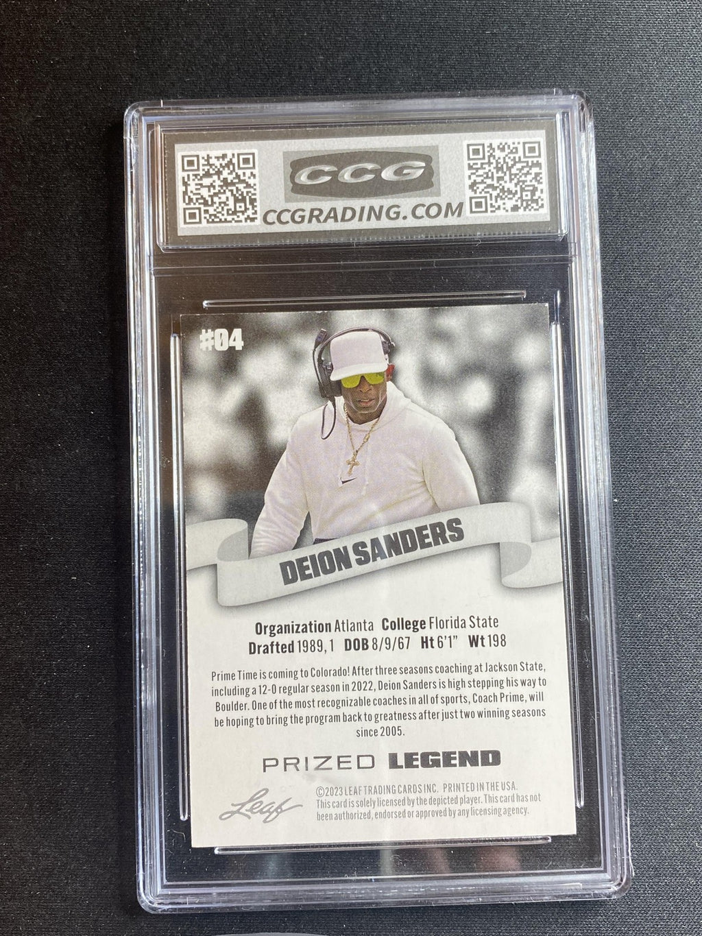 Deion Sanders 2023 Leaf Prized Legend 04 CCG 10 RC