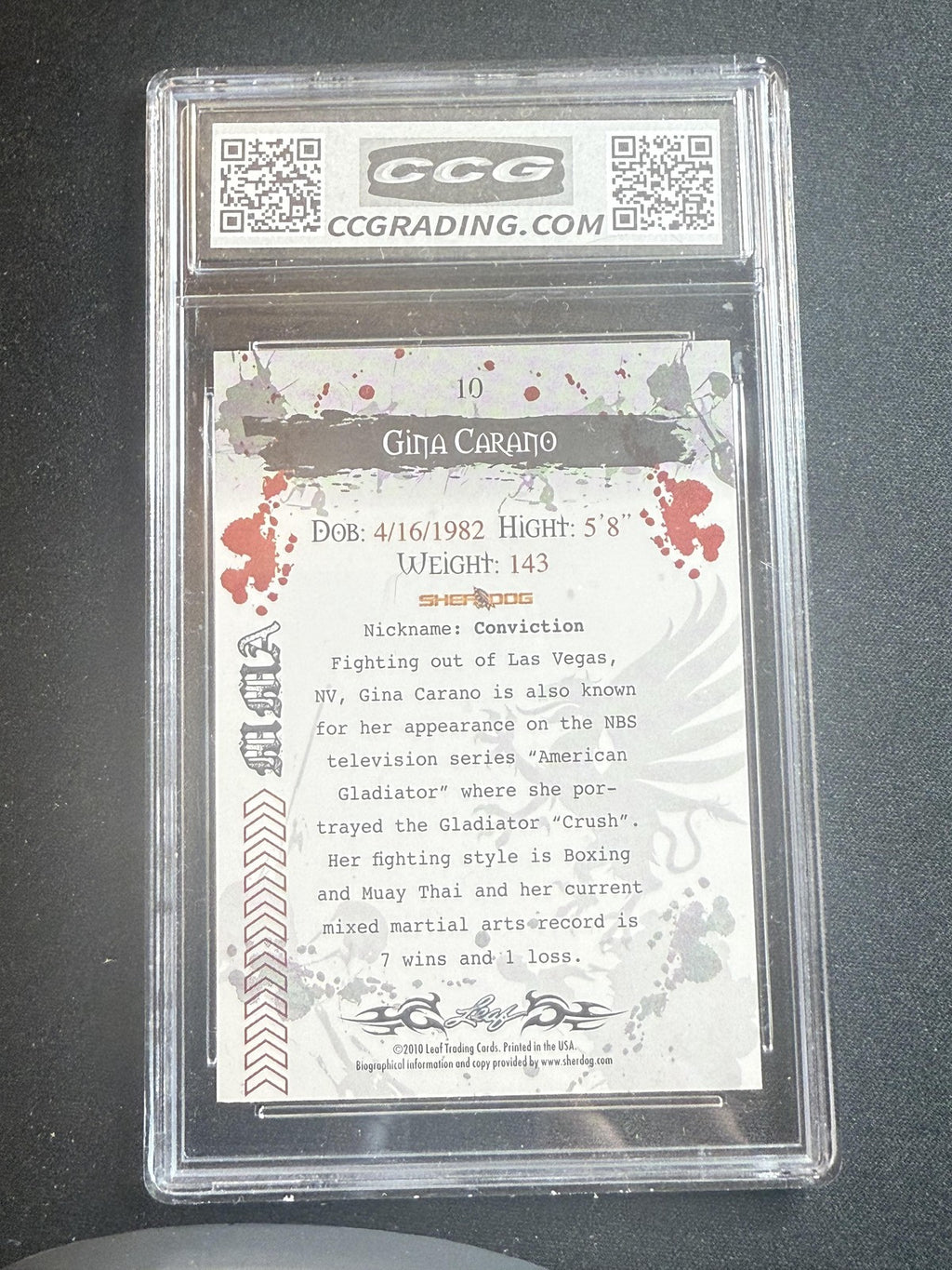 Gina Carano 2010 Leaf MMA 10 CCG 10 Rookie