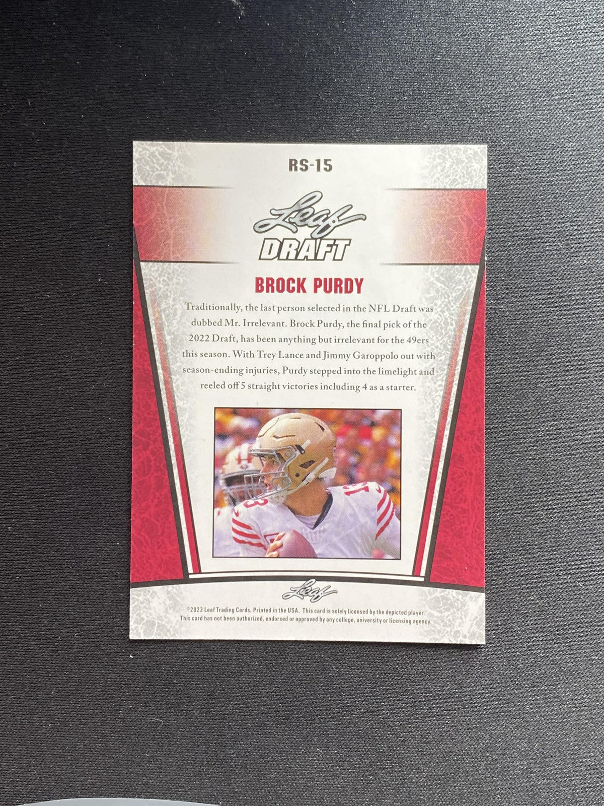 Brock Purdy 2023 Leaf Draft Metal Rookies RS15 RC 10 Count Lot