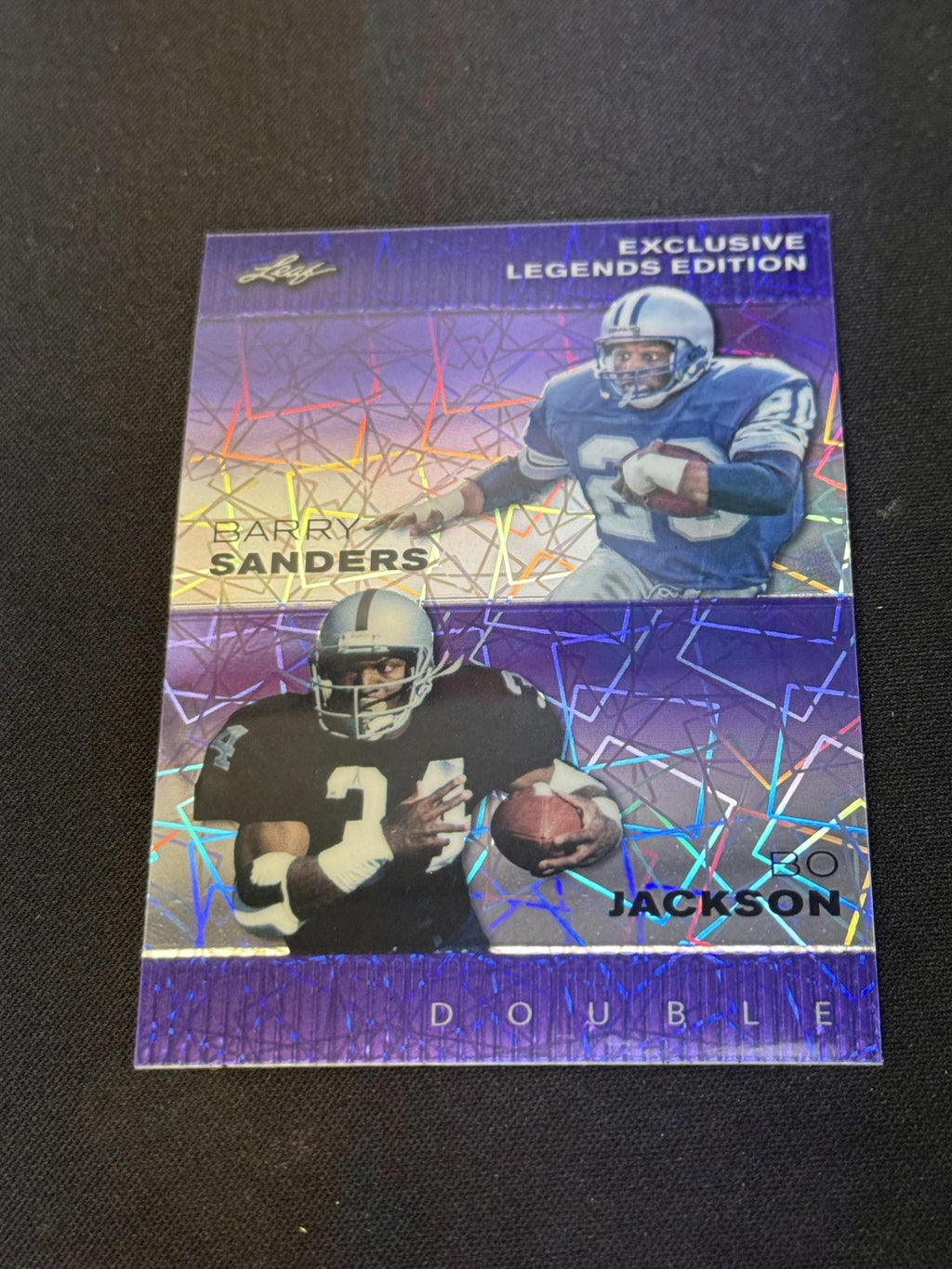 Barry Sanders Bo Jackson 2024 LEAF Metal Duals Purple /15 RC