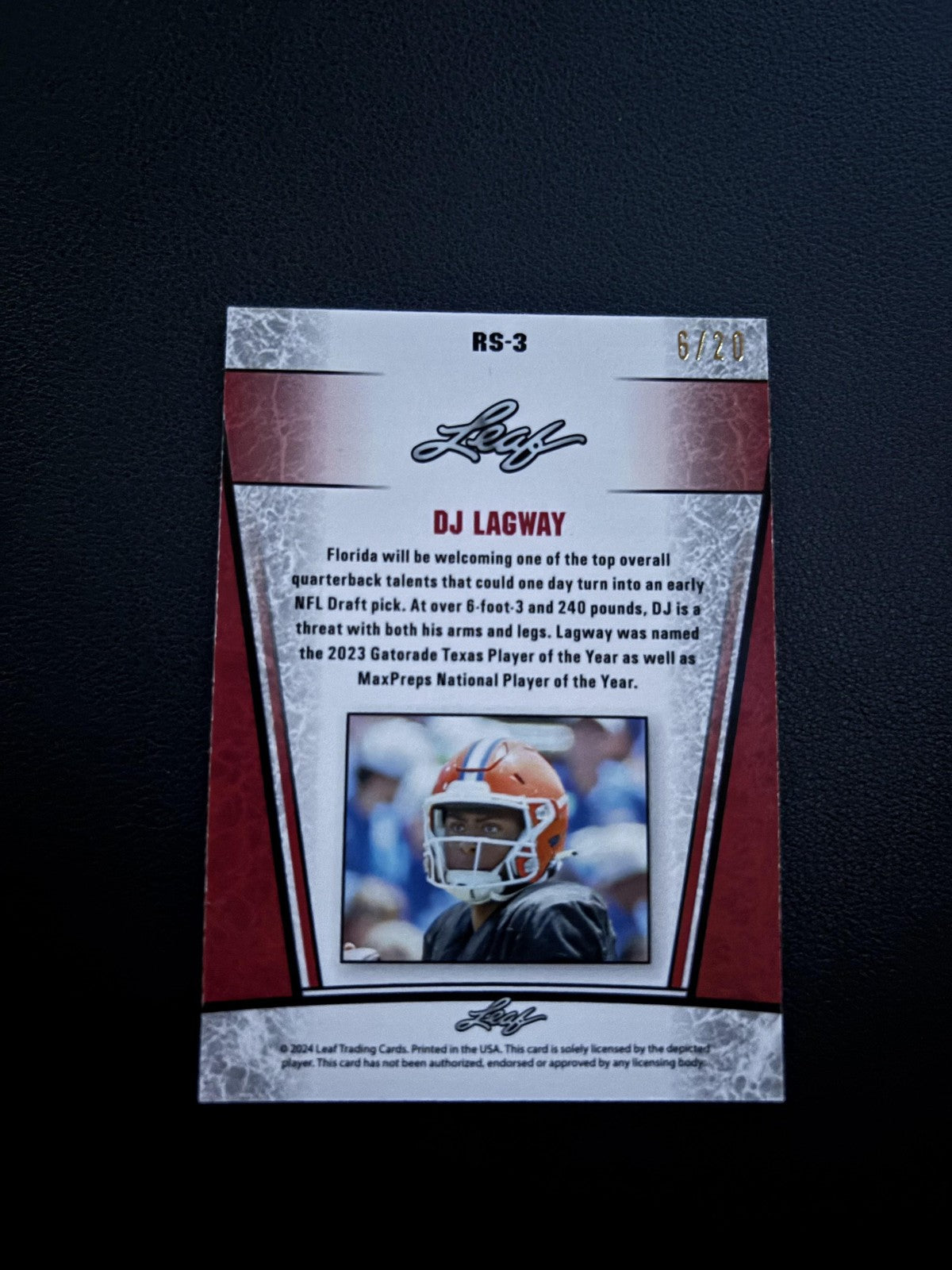 DJ Lagway 2024 Leaf Metal Rookie RS3 Blue /20 RC