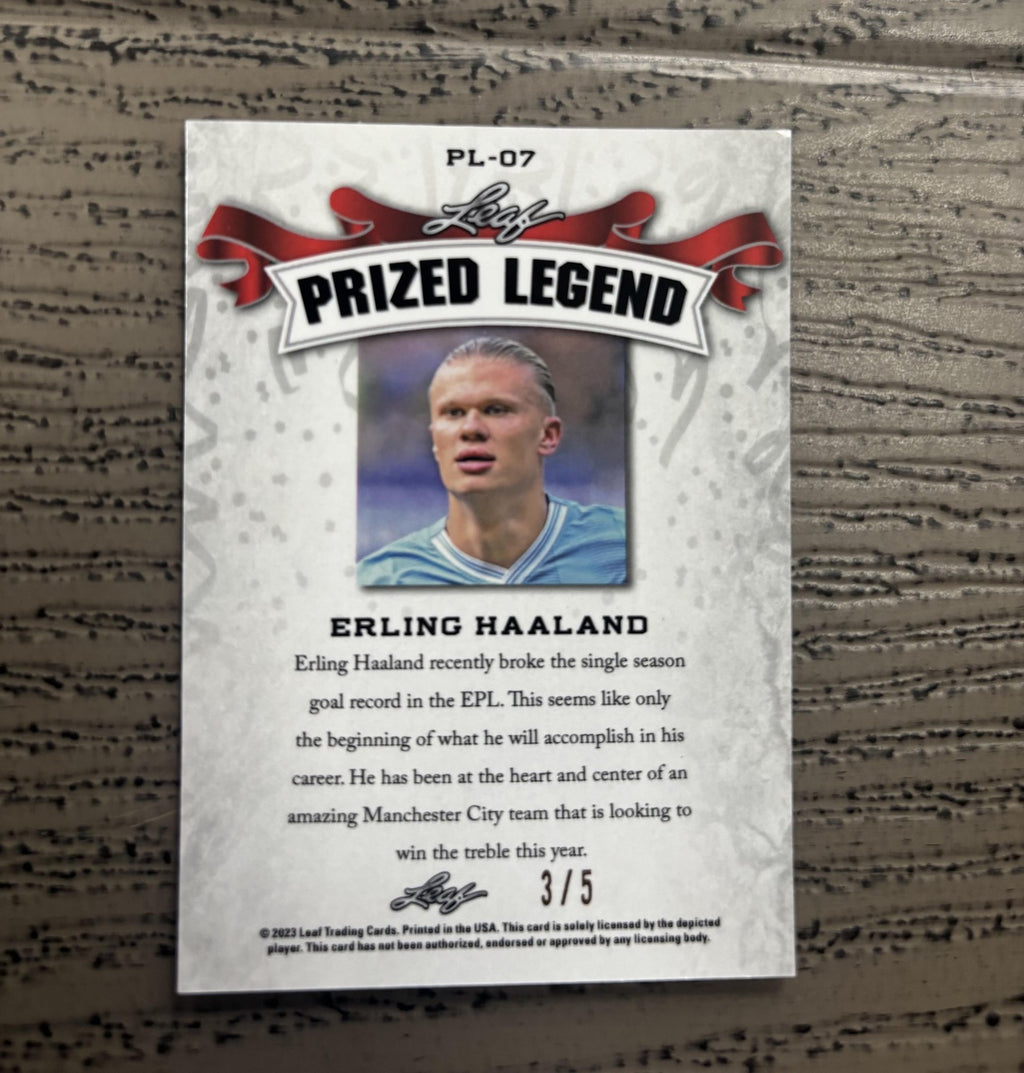 Erling Haaland 2023 Leaf Prized Legend Metal Green /5 RC Man City