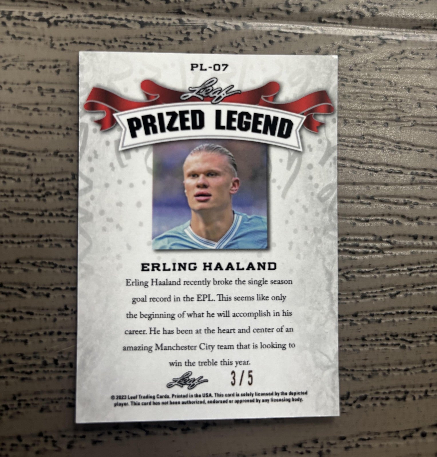 Erling Haaland 2023 Leaf Prized Legend Metal Green /5 RC Man City