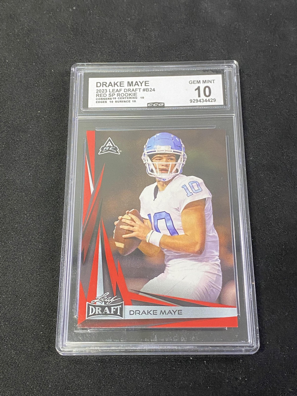 Drake Maye 2023 Leaf Draft Red SP Rookie CCG 10 Patriots Rookie