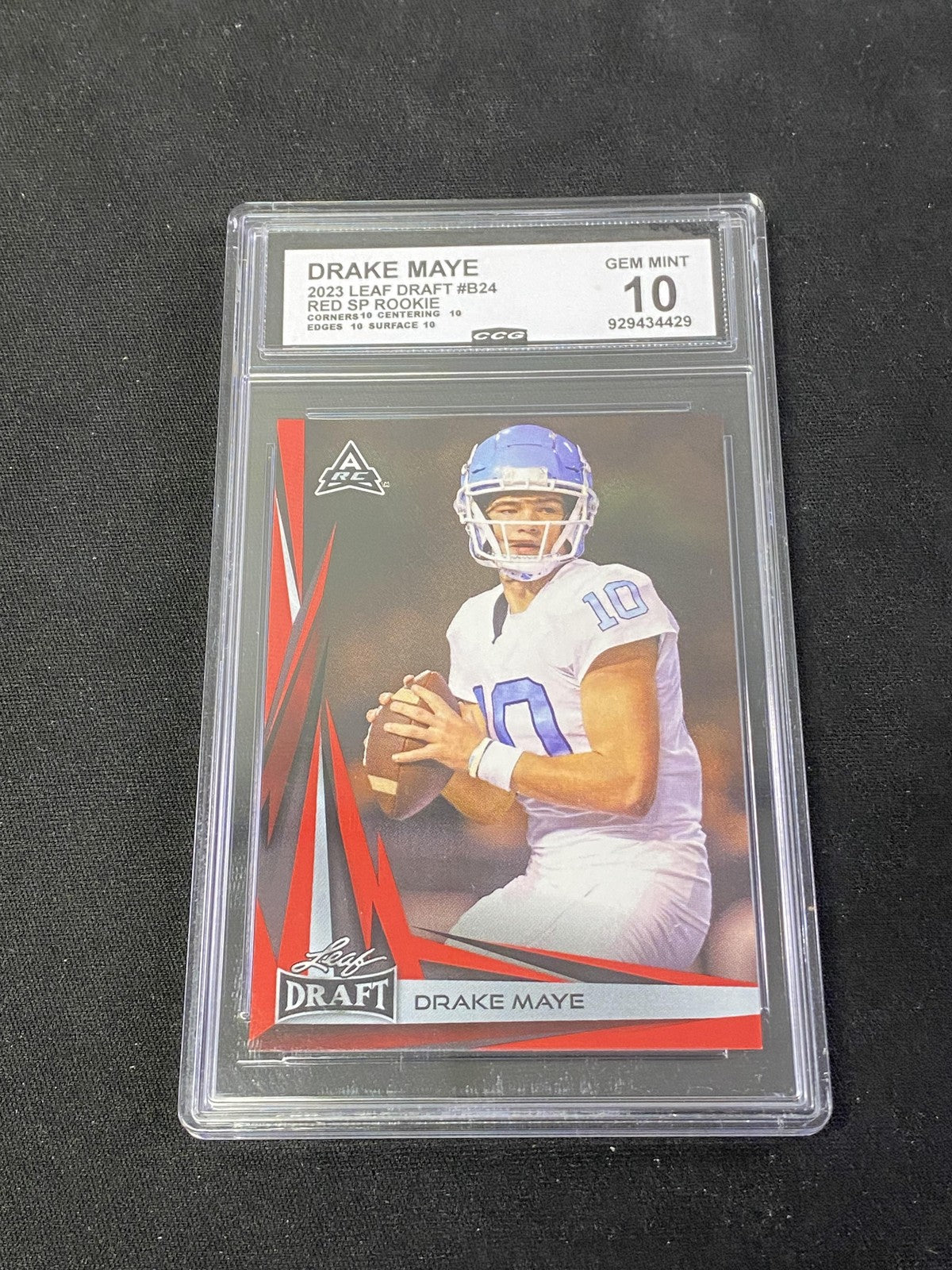 Drake Maye 2023 Leaf Draft Red SP Rookie CCG 10 Patriots Rookie