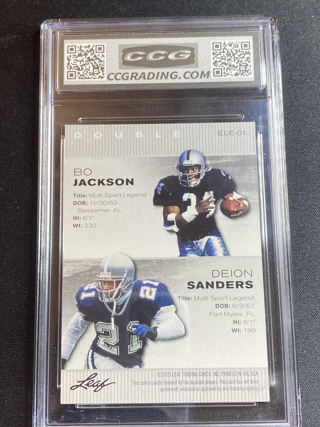 Bo Jackson/Deion Sanders 2023 Leaf Exclusive Legends Edition ELE01 CCG 10 RC