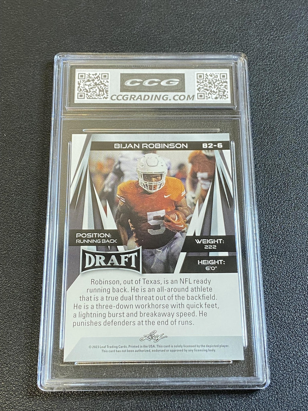 Bijan Robinson 2023 Leaf Draft Rookie CCG 10 Falcons