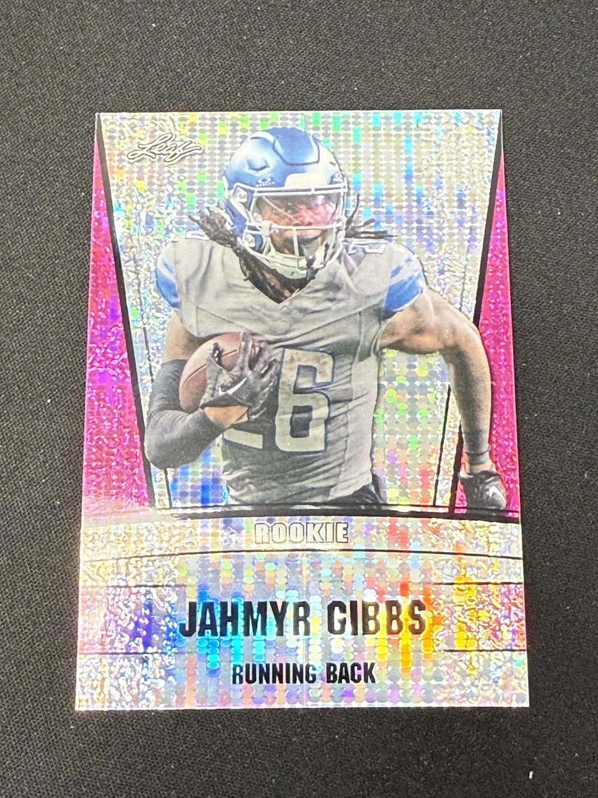 Jahymyr Gibbs 2023 Leaf Metal Rookie Pink /10 RC Lions