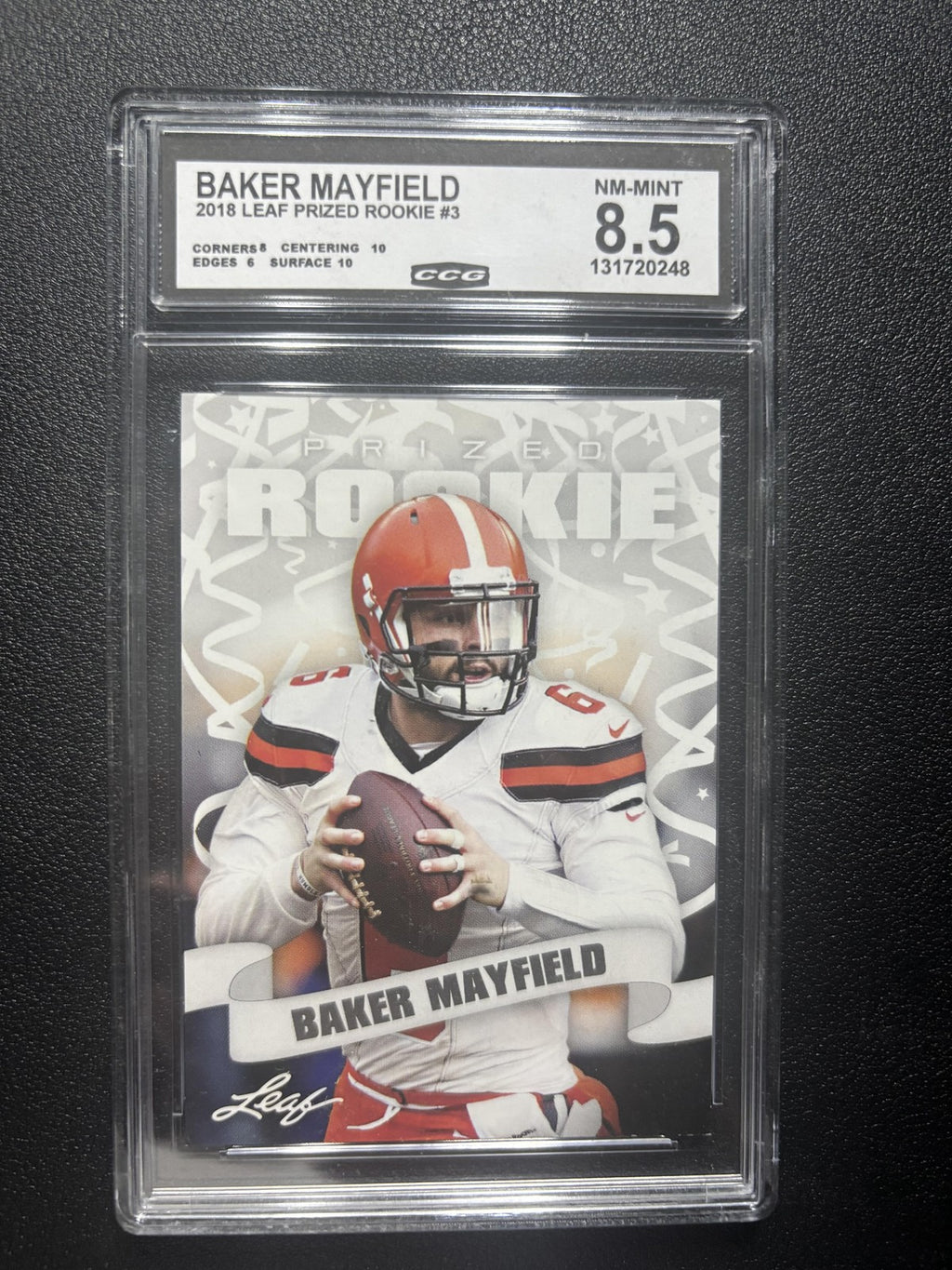 Baker Mayfield 2018 Leaf Prized Rookie CCG 8.5 RC