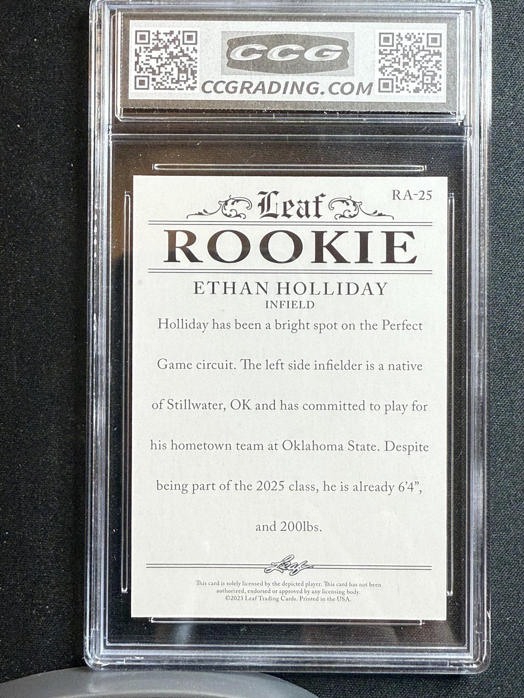 Ethan Holliday 2023 Leaf Rookie Achievements CCG 10 RC