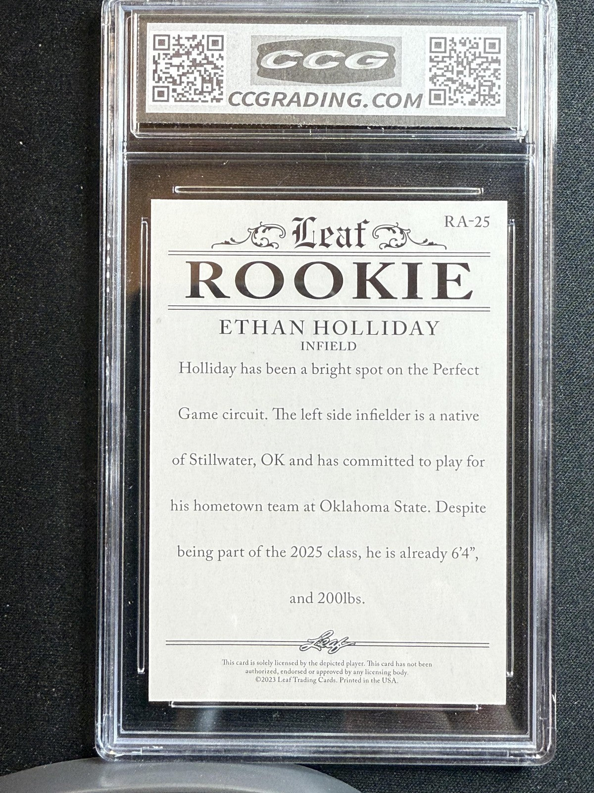 Ethan Holliday 2023 Leaf Rookie Achievements CCG 10 RC
