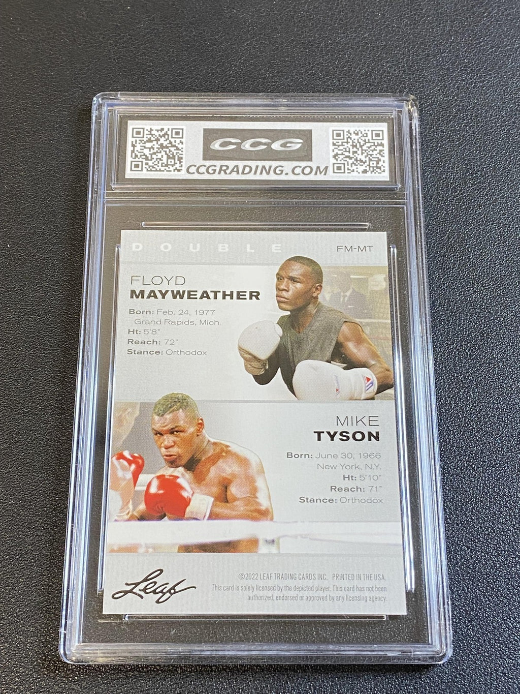 Floyd Mayweather Jr. Mike Tyson 2022 Leaf Legends Dual CCG 10