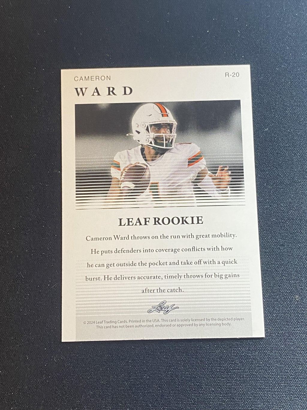 Cam Ward 2024 Leaf Rookie R20 RC 10 Count Lot