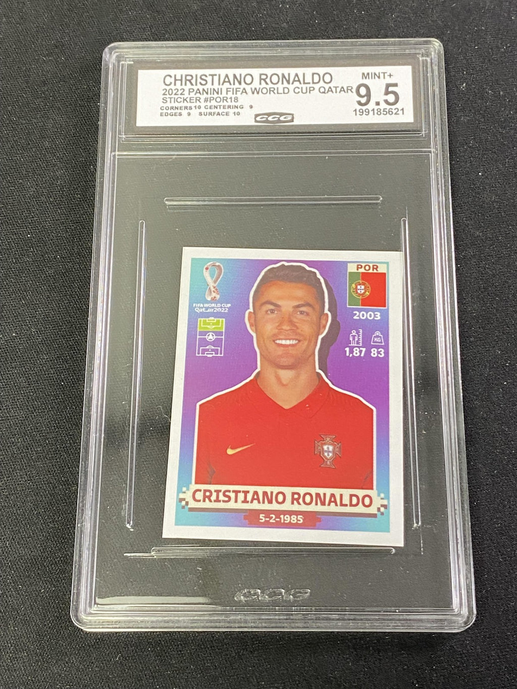 Cristiano Ronaldo 2022 Panini Fifa World Cup Qatar STICKER CCG 9.5 Portugal