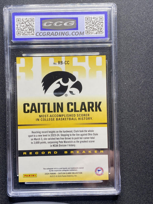 2024 Panini Caitlin Clark Collection RBCC Chrome Record Breaker CCG 10 RC