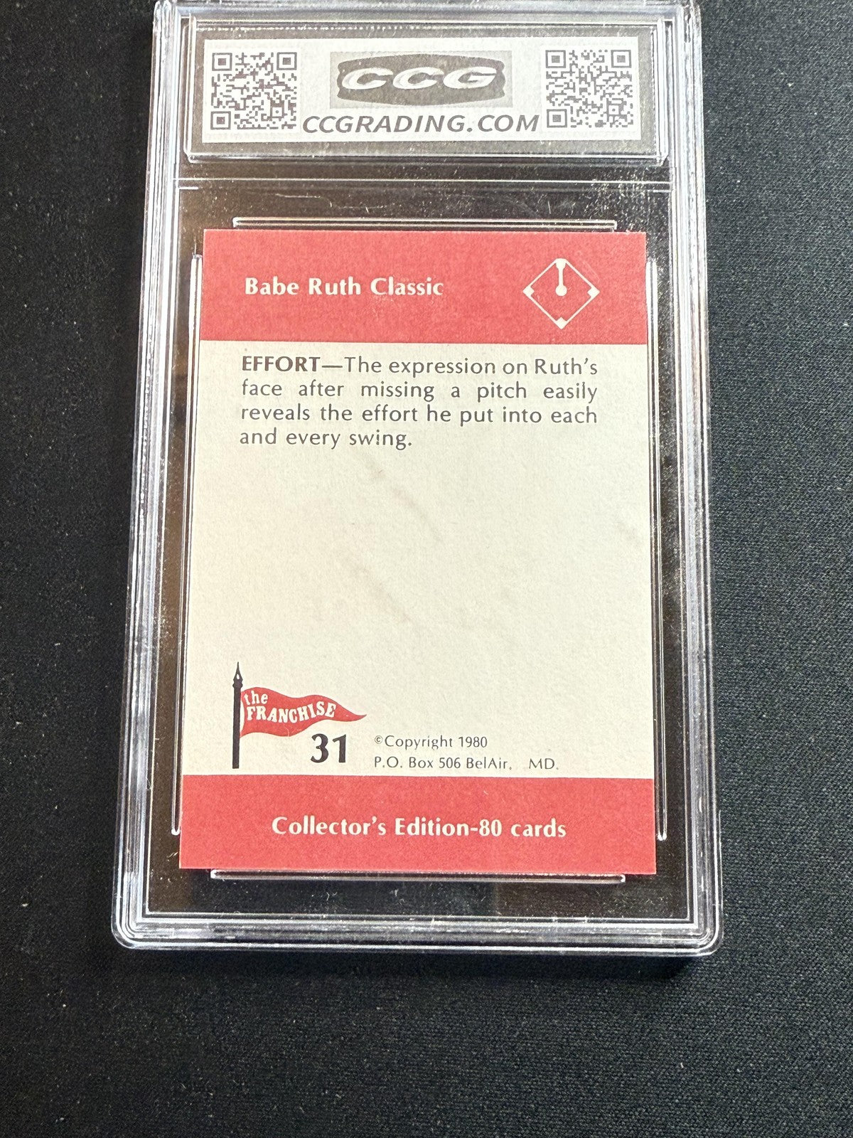 Babe Ruth 1980 Franchise Effort CCG 10 RC