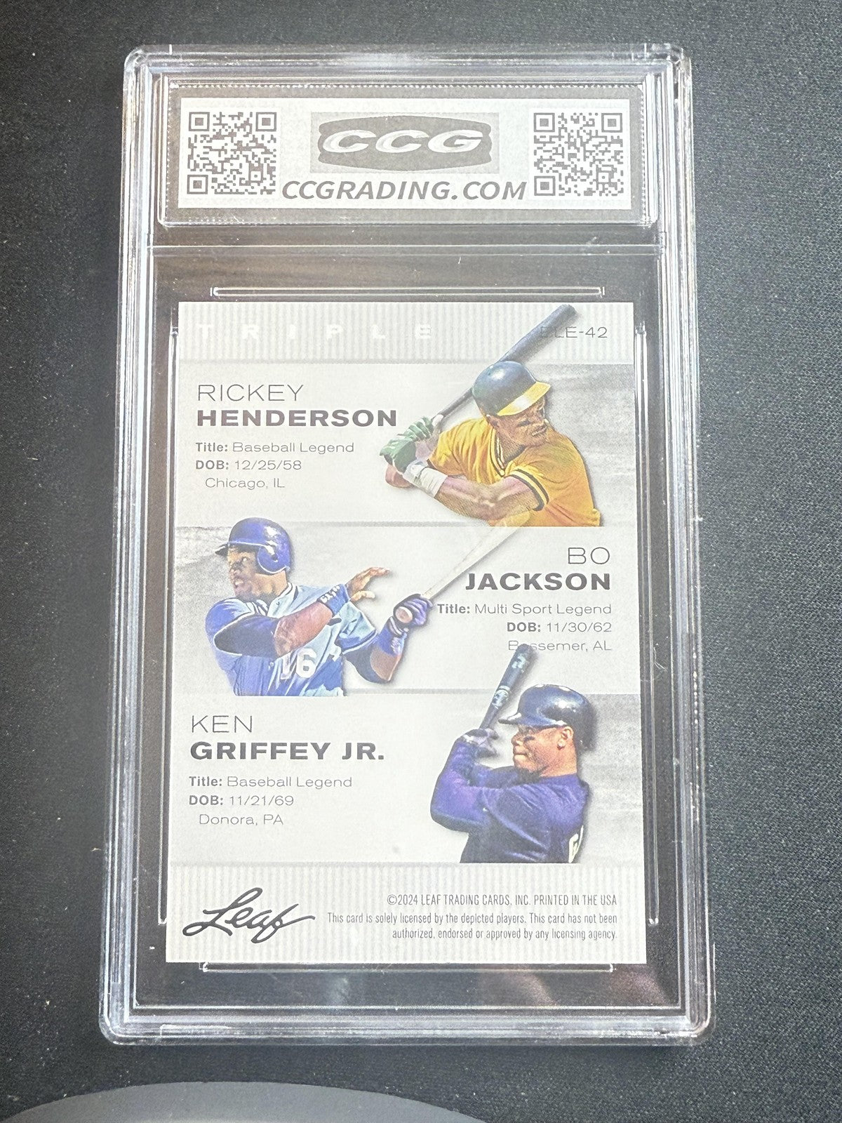 Henderson / Jackson / Griffey Jr. 2024 Leaf Legends Trio CCG 10