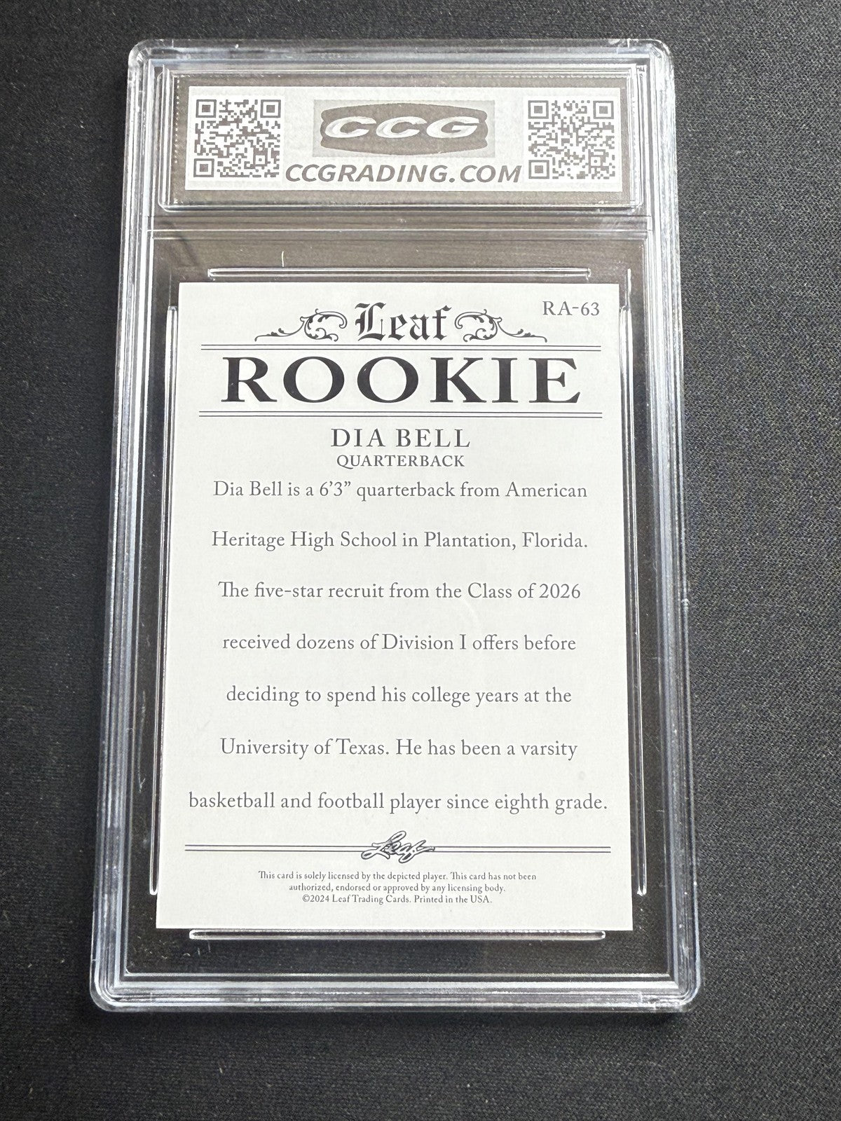 Dia Bell 2024 Leaf Rookie Achievement CCG 10 Rookie
