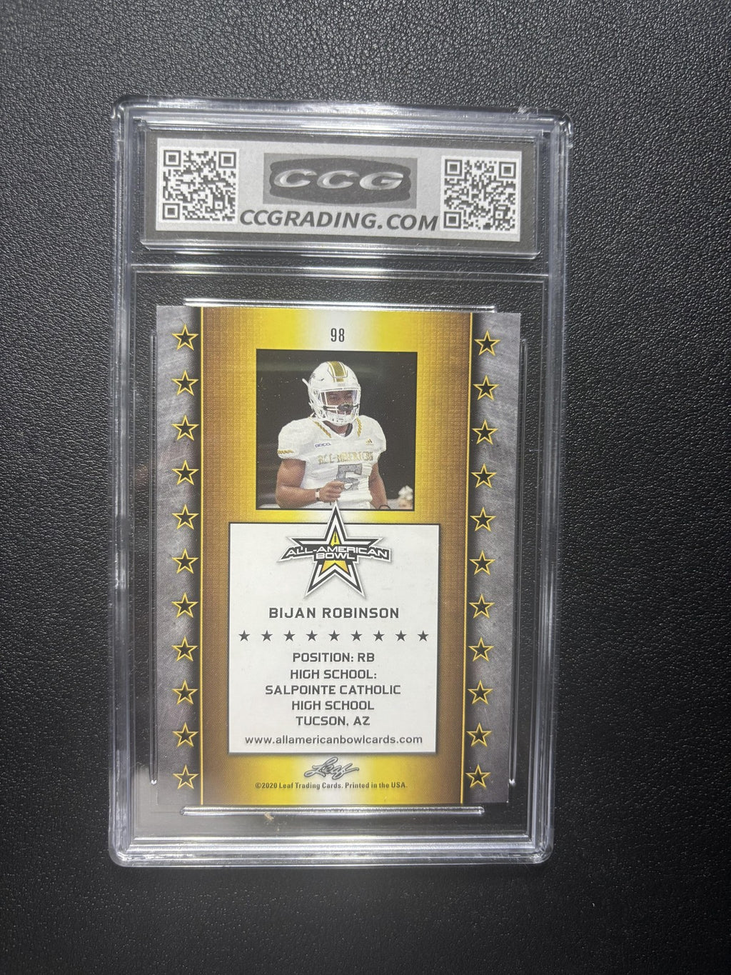 Bijan Robinson 2020 Leaf All American Bowl CCG 9.5 RC
