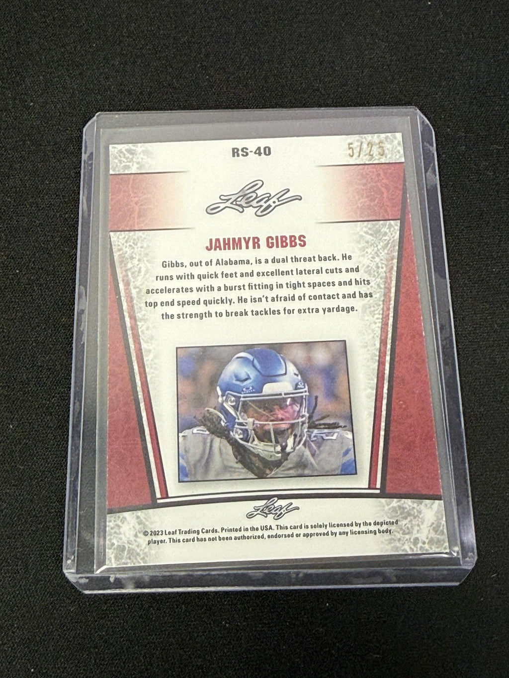 Jahmyr Gibbs 2023 Leaf Metal /25 RC Detroit Lions