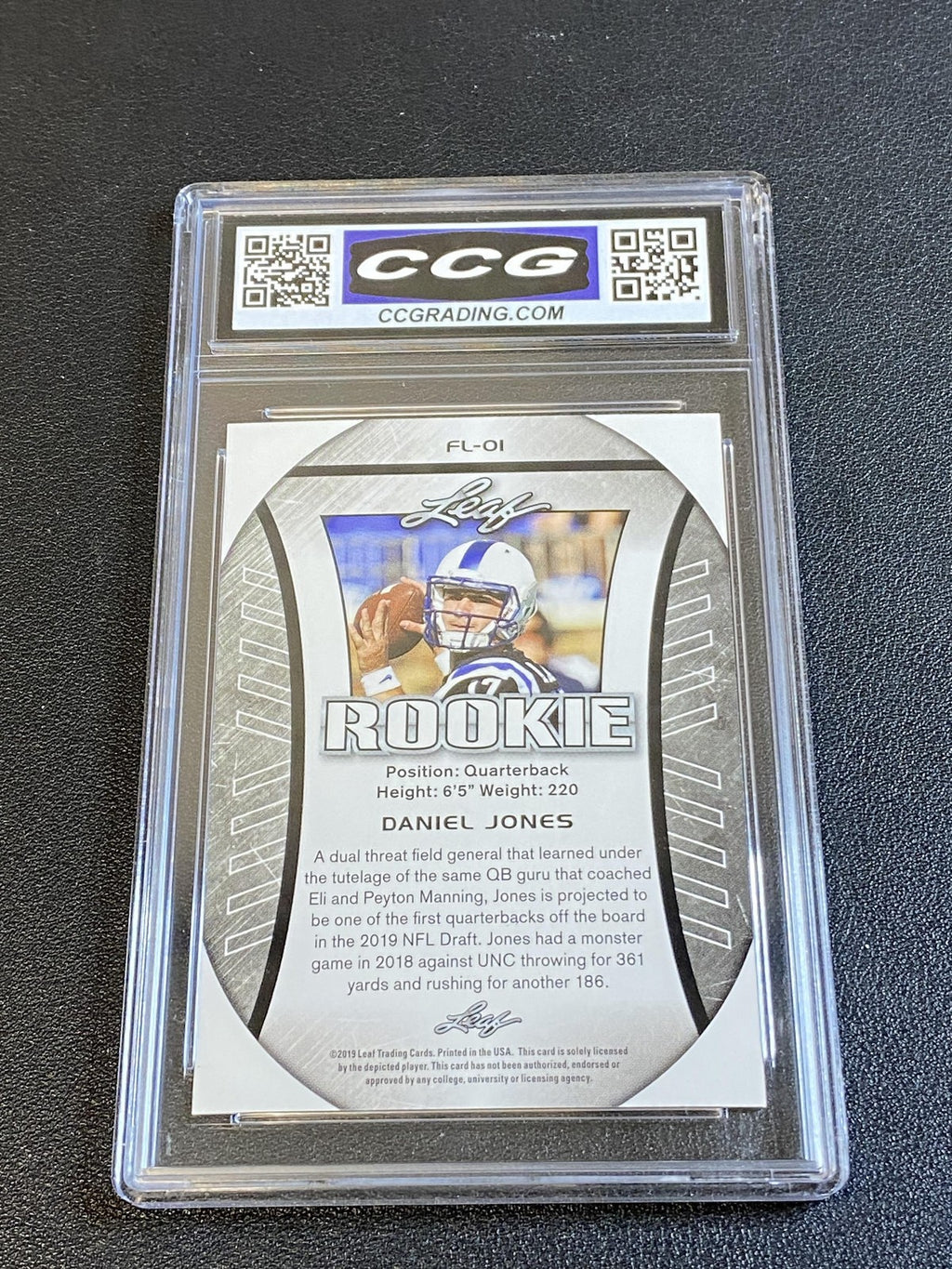 Daniel Jones 2019 Leaf Flag Rookie CCG 10 Duke