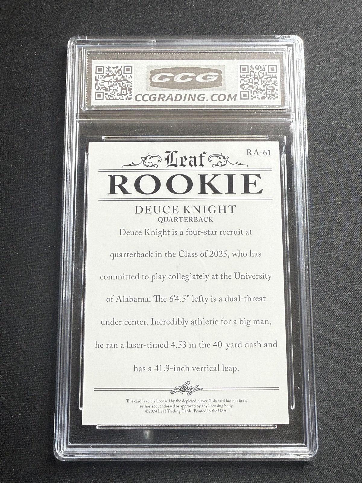 Deuce Knight 2024 Leaf Rookie Achievement CCG 10 Rookie