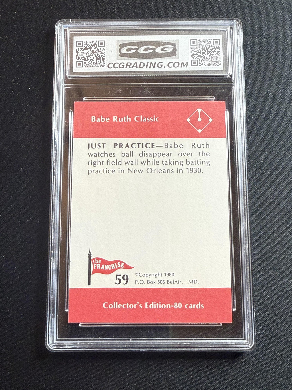 Babe Ruth 1980 Franchise Just Practice CCG 10 RC