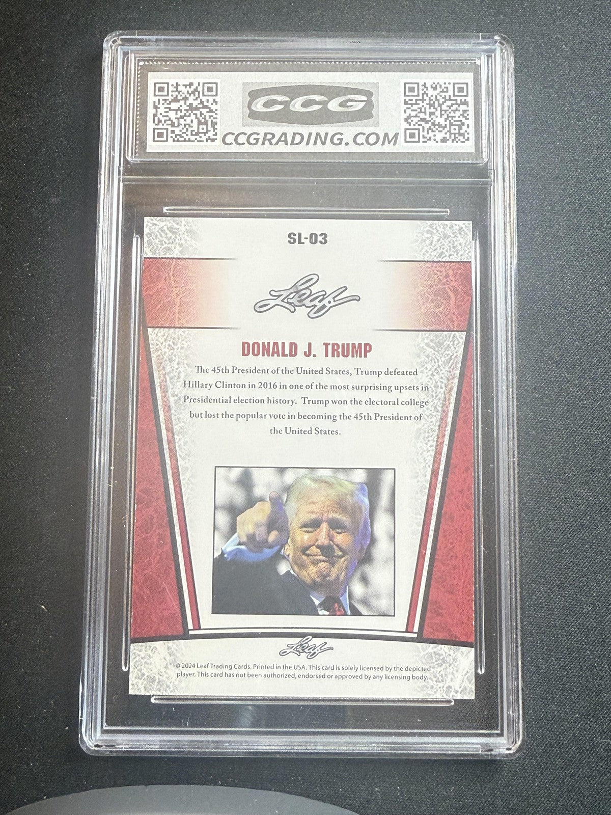 Donald J. Trump 2024 Leaf Silver Legend CCG 10 USA