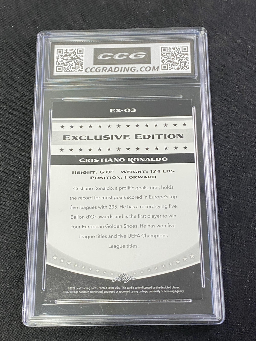 Cristiano Ronaldo 2022 Leaf Exclusive Edition CCG 10 Man U Rookie
