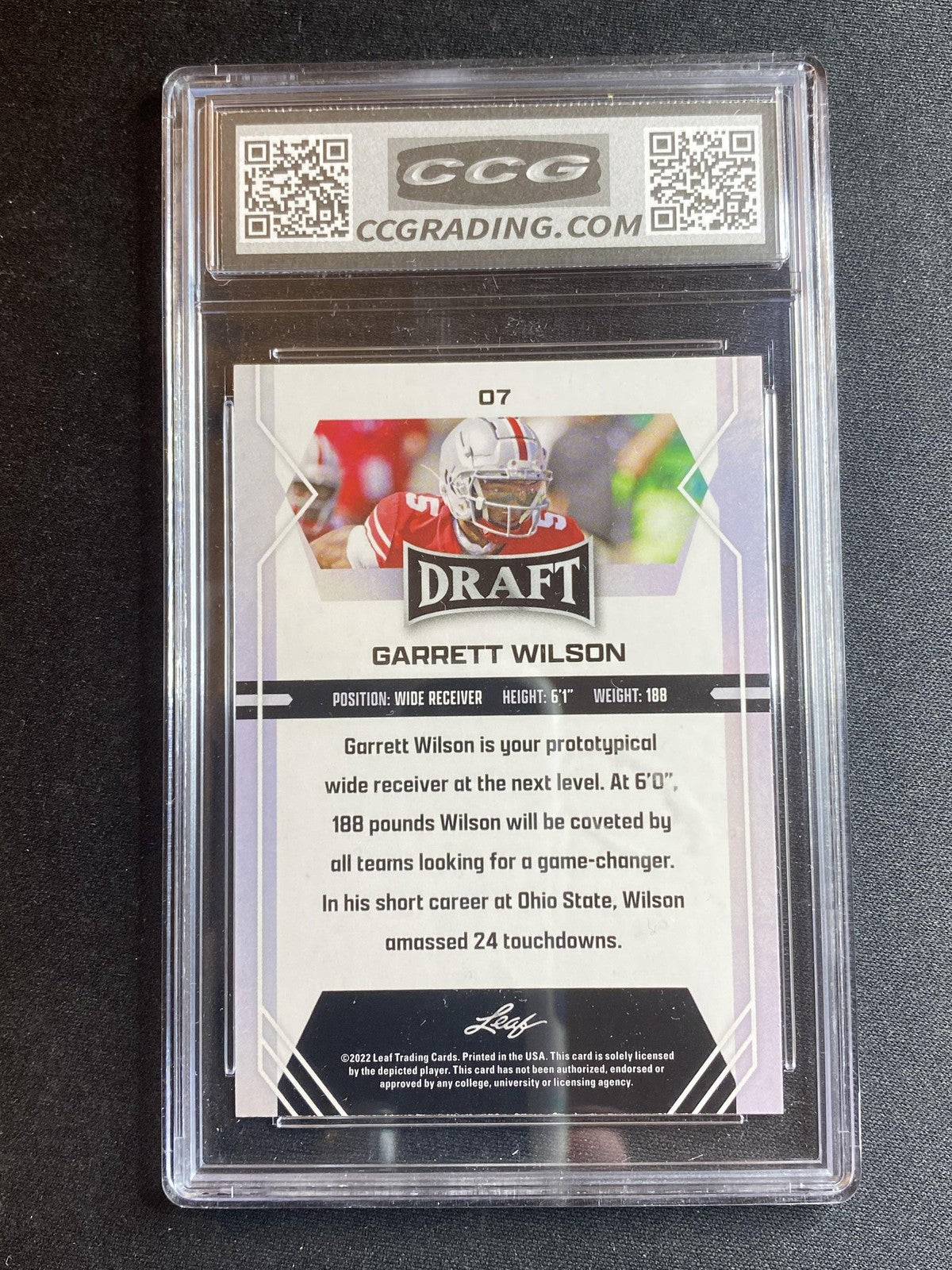 Garrett Wilson 2022 Leaf Draft Rookie 07 CCG 10 RC