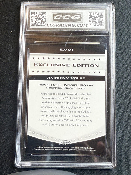 Anthony Volpe 2022 Leaf Exclusive Edition CCG 9.5 RC