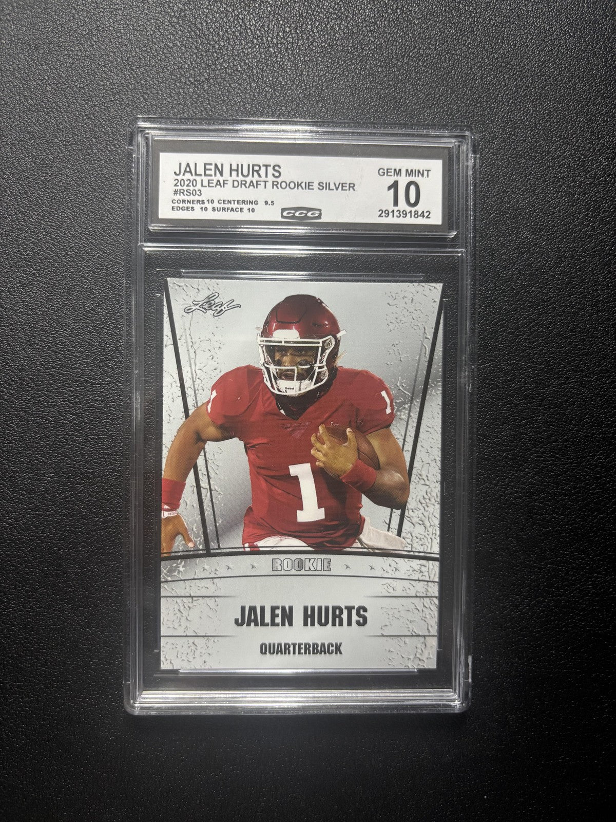 Jalen Hurts 2020 Leaf Draft CCG 10 RC