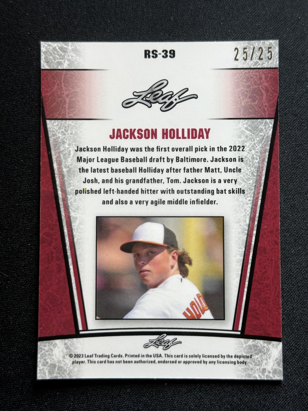 Jackson Holliday 2023 Leaf Metal Rookies RS39 Kaleidoscope #/25