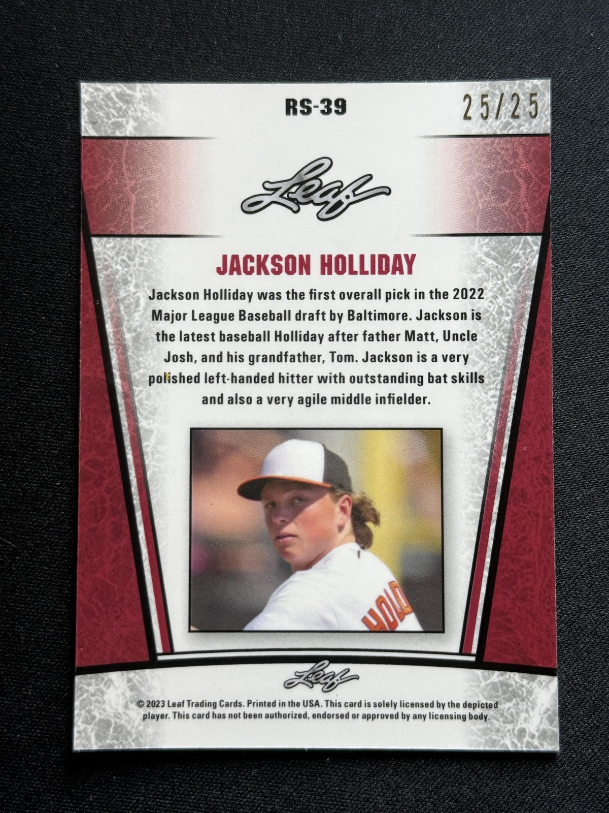 Jackson Holliday 2023 Leaf Metal Rookies RS39 Kaleidoscope #/25