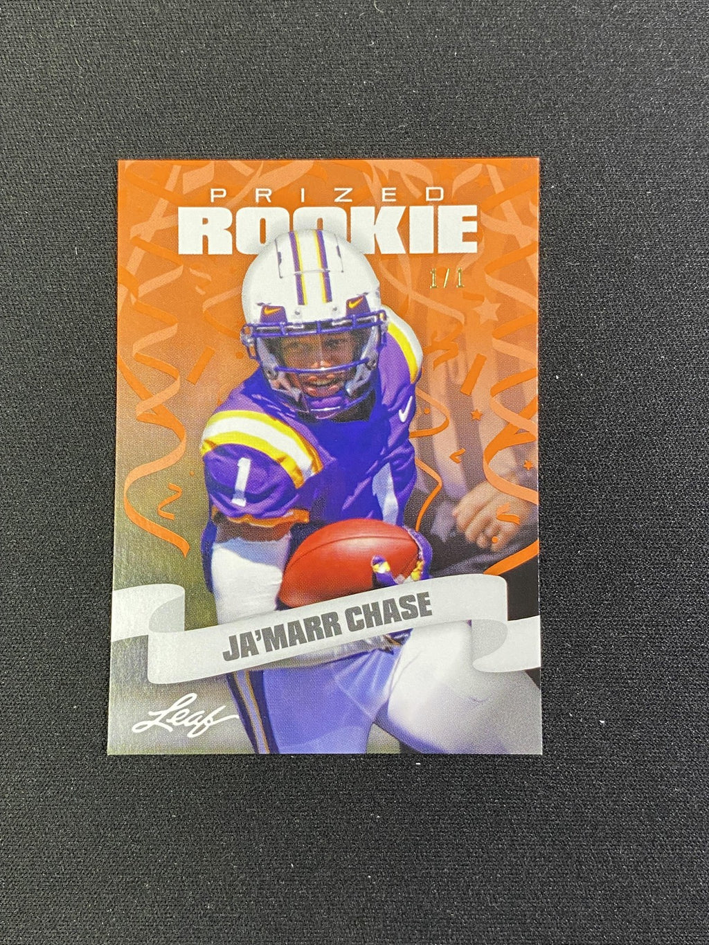 Ja'Marr Chase 2021 Leaf Prized Rookie Orange 1/1 CCG Bengals Rookie