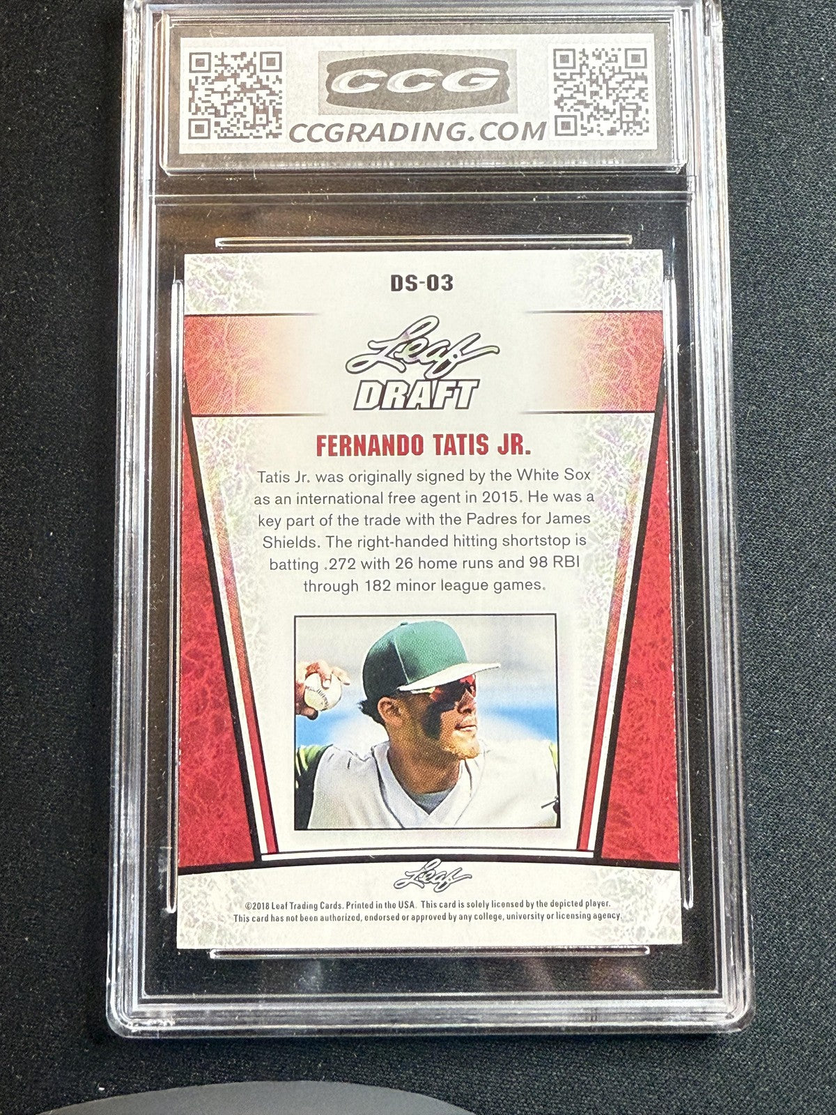 Fernando Tatis Jr. 2018 Leaf Draft Rookie CCG 9.5 RC