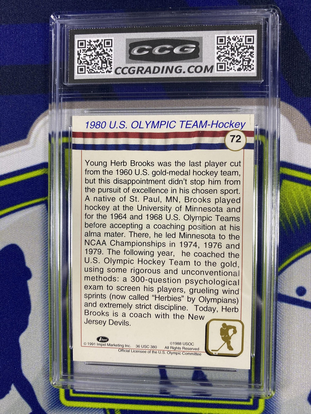 Coach Herb Brooks 1991 Impel US Olympics 72 CCG 10 RC
