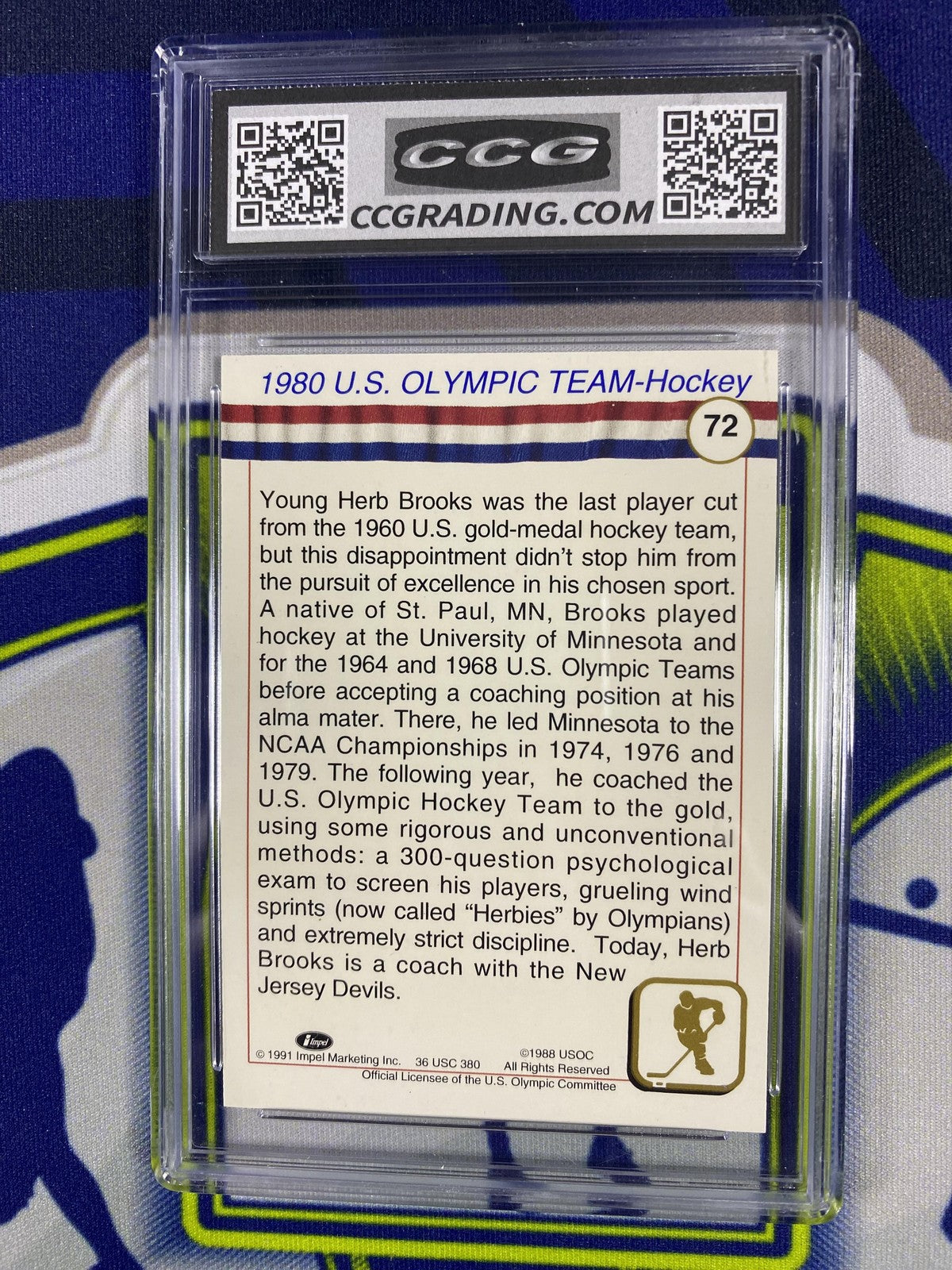 Coach Herb Brooks 1991 Impel US Olympics 72 CCG 10 RC