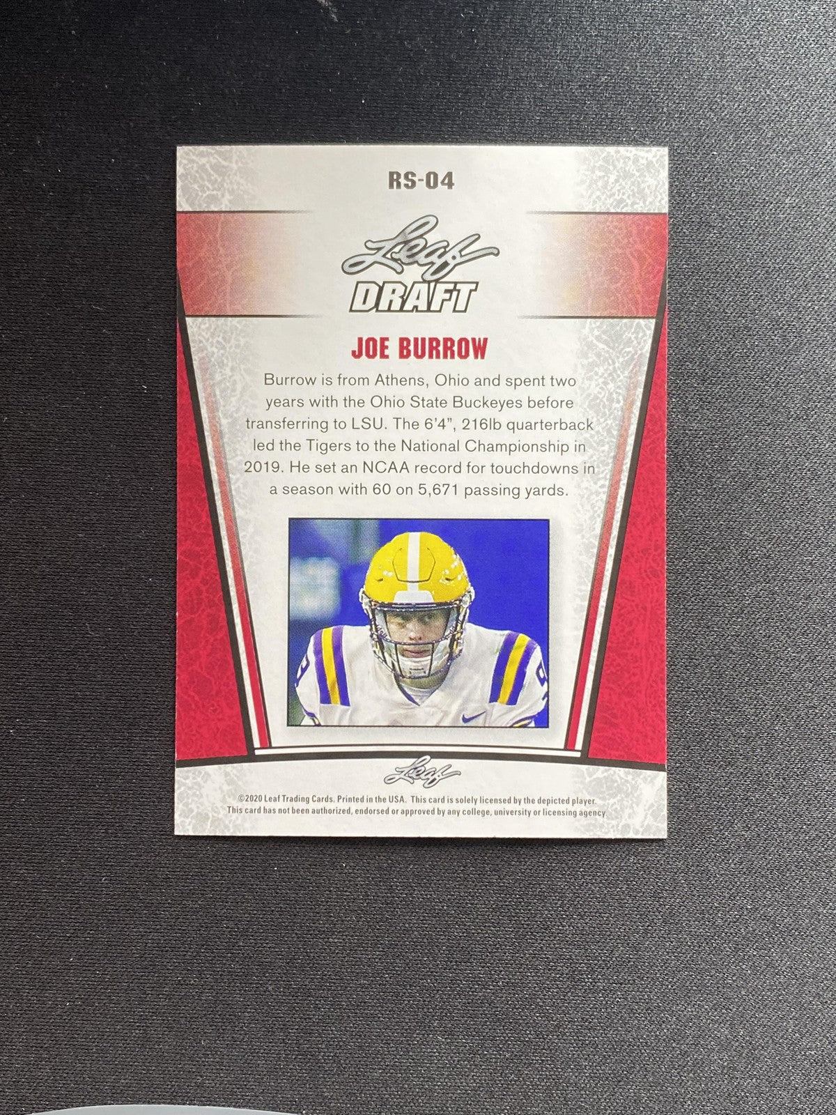 Joe Burrow 2020 Leaf Draft Metal Rookies RS04 RC 10 Count Lot