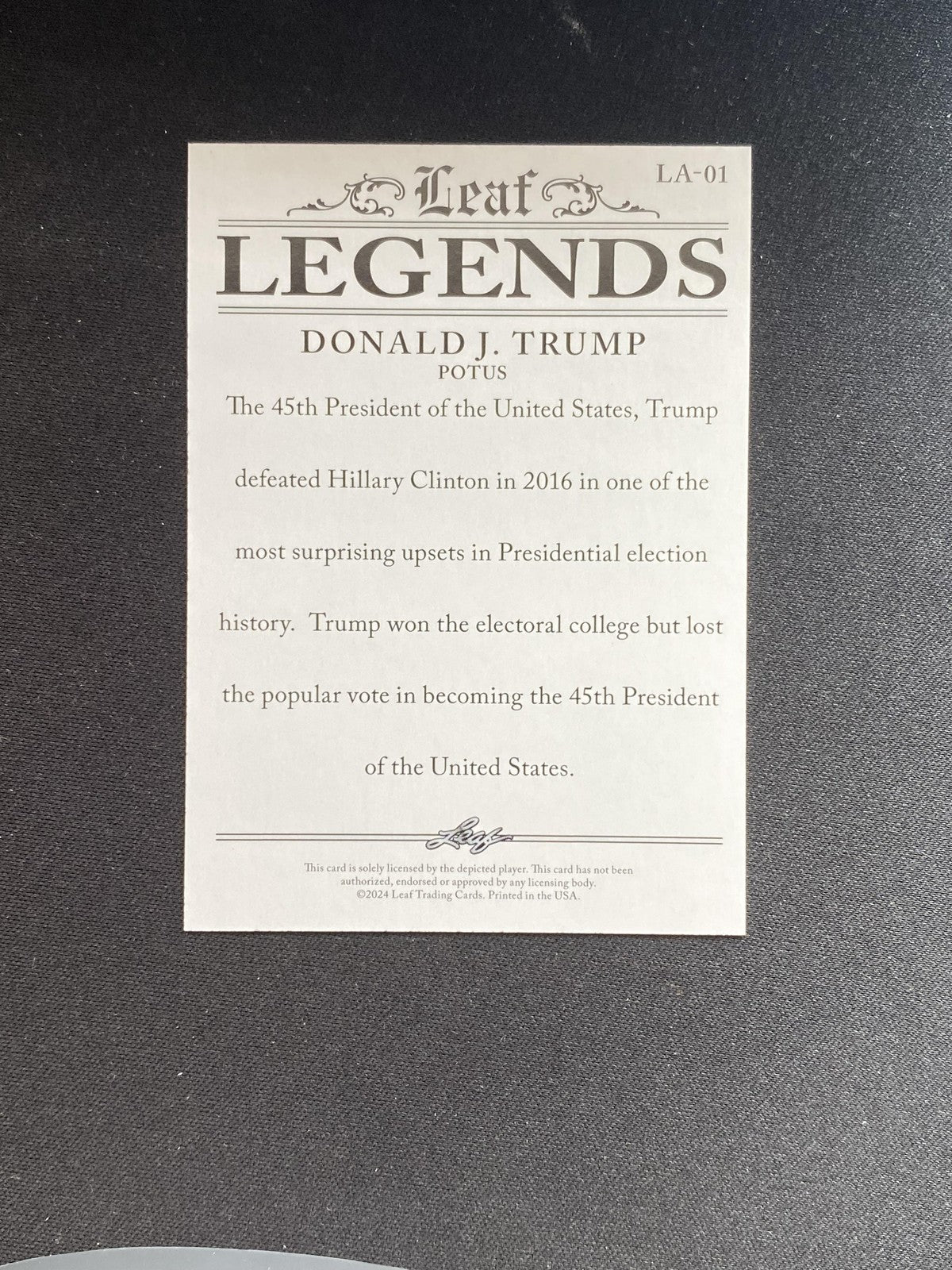 Donald J Trump 2024 Leaf Legends LA01 RC 10 Count Lot